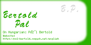 bertold pal business card